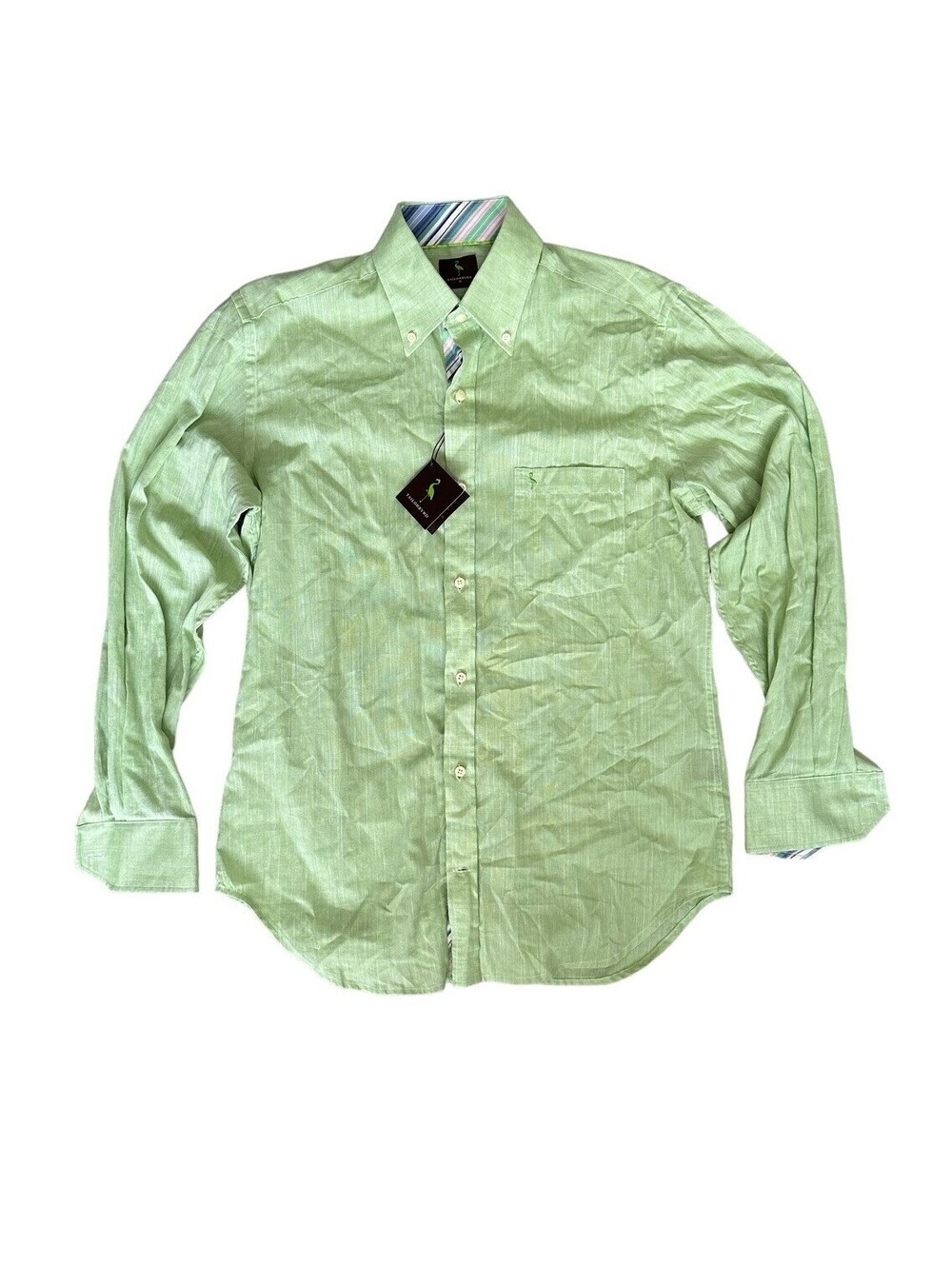 Tailorbyrd Men’s Cotton Button Down Shirt Long Sleeve Green Size Medium New